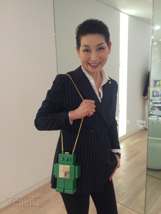 Kim Sung-Joo models one of MCM's new handbags