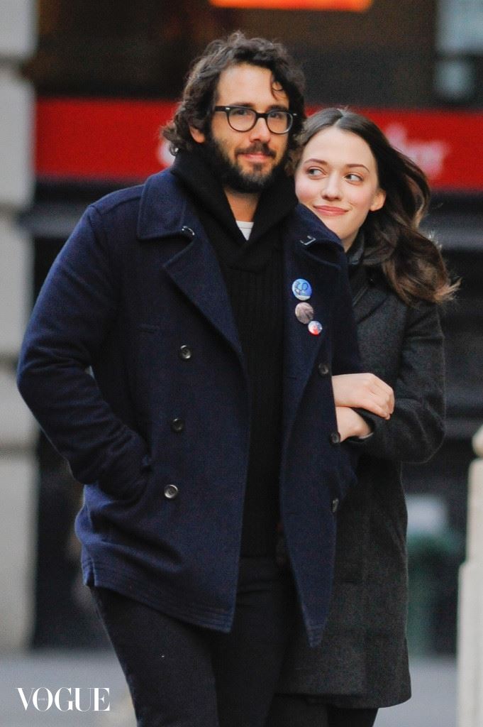 Josh Groban and new girlfriend Kat Dennings are seen leaving Bubby's on New Year's Eve in NYC