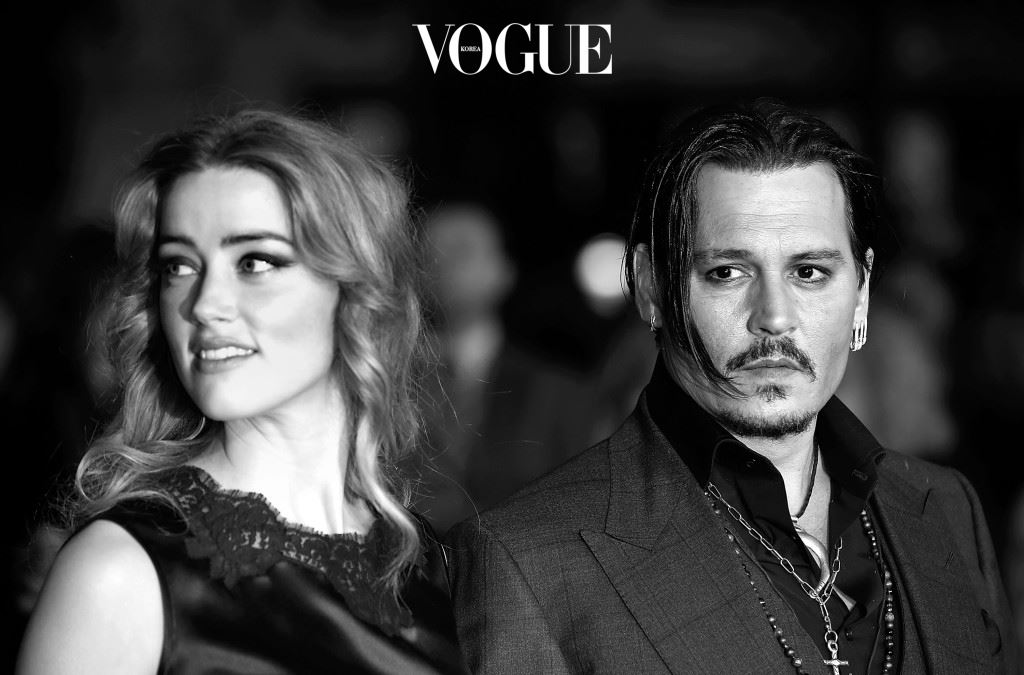 LONDON, ENGLAND - OCTOBER 11:  (EDITOR'S NOTE: This image has been converted to black and white) Amber Heard and Johnny Depp attend the "Black Mass" Virgin Atlantic Gala screening during the BFI London Film Festival, at Odeon Leicester Square on October 11, 2015 in London, England.  (Photo by John Phillips/Getty Images for BFI)