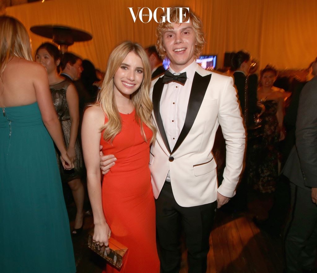 LOS ANGELES, CA - SEPTEMBER 22:  Actress Emma Roberts (L) and actor Evan Peters attend the Fox Broadcasting Company, Twentieth Century Fox Television and FX celebration of their 2013 EMMY nominees at Soleto on September 22, 2013 in Los Angeles, California.  (Photo by Christopher Polk/Getty Images for FOX)