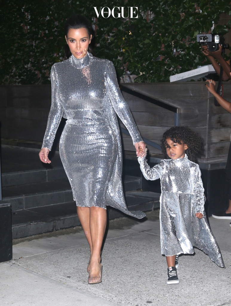 Kim Kardashian and North West seen going to Kanye West concert in New York City wearing matching silver dresses. Pictured: Kim Kardashian, North West Ref: SPL1346580  050916   Picture by: Splash News Splash News and Pictures Los Angeles:310-821-2666 New York: 212-619-2666 London:870-934-2666 photodesk@splashnews.com 