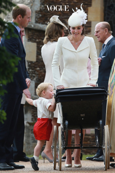 The Christening of Princess Charlotte at The Church of St Mary Magdalene, Sandringham, Norfolk, UK on the 5th July 2015. Picture by Chris Jackson/WPA-Pool Pictured: Prince William, Duke of Cambridge, Prince George, Duchess of Cambridge, Catherine, Kate Middleton, Princess Charlotte Ref: SPL1071558  050715   Picture by: Splash News Splash News and Pictures Los Angeles:310-821-2666 New York:212-619-2666 London:870-934-2666 photodesk@splashnews.com 