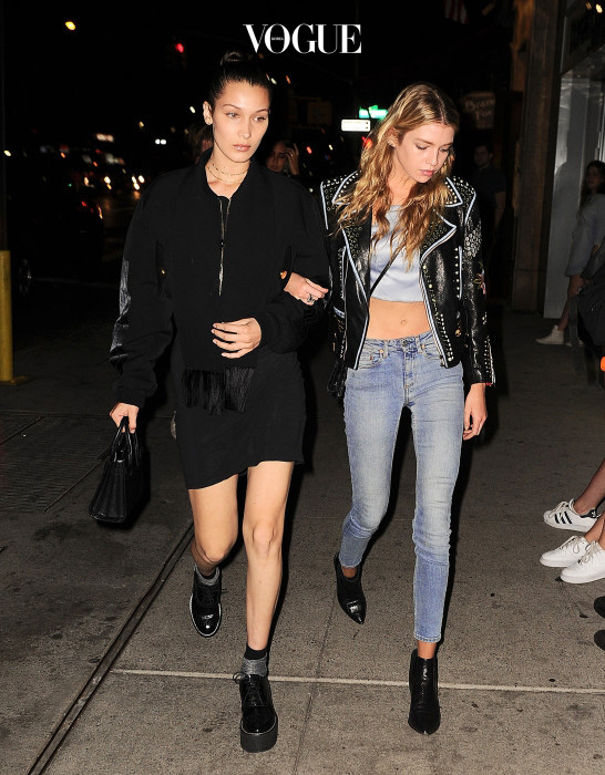 Bella Hadid and Stella Maxwell are a stunning pair as they head out together to dinner in NYC Pictured: Bella Hadid and Stella Maxwell Ref: SPL1318630  140716   Picture by: JENY / Splash News Splash News and Pictures Los Angeles:310-821-2666 New York:212-619-2666 London:870-934-2666 photodesk@splashnews.com 