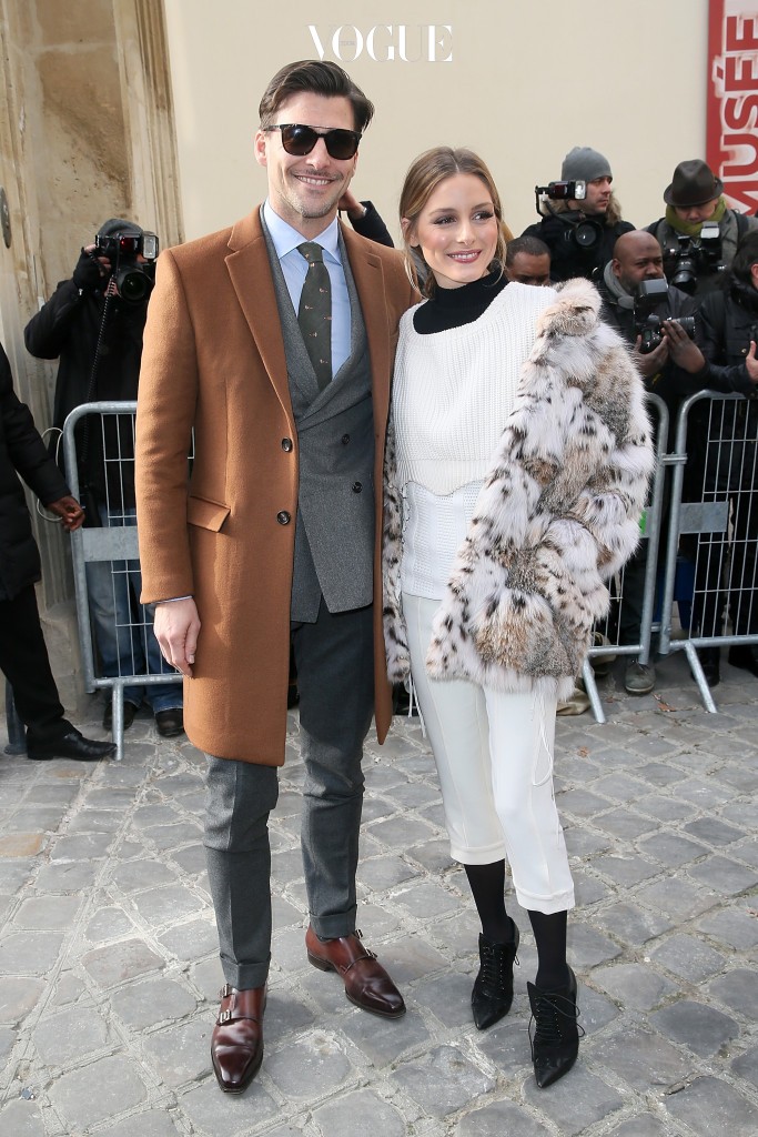 PARIS, FRANCE - JANUARY 23: Olivia Palermo and nJohanes Huebl attends the Christian Dior Haute Couture Spring Summer 2017 show as part of Paris Fashion Week on January 23, 2017 in Paris, France. (Photo by Pierre Suu/Getty Images)