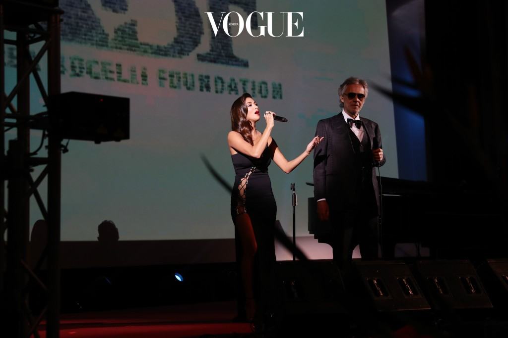 FLORENCE, ITALY - JANUARY 09:  Nicole Scherzinger and Andrea Bocelli perform during Firenze4ever 14th Edition Party hosted by LuisaViaRoma on January 9, 2017 in Florence, Italy.  (Photo by Vittorio Zunino Celotto/Getty Images for LuisaViaRoma  )