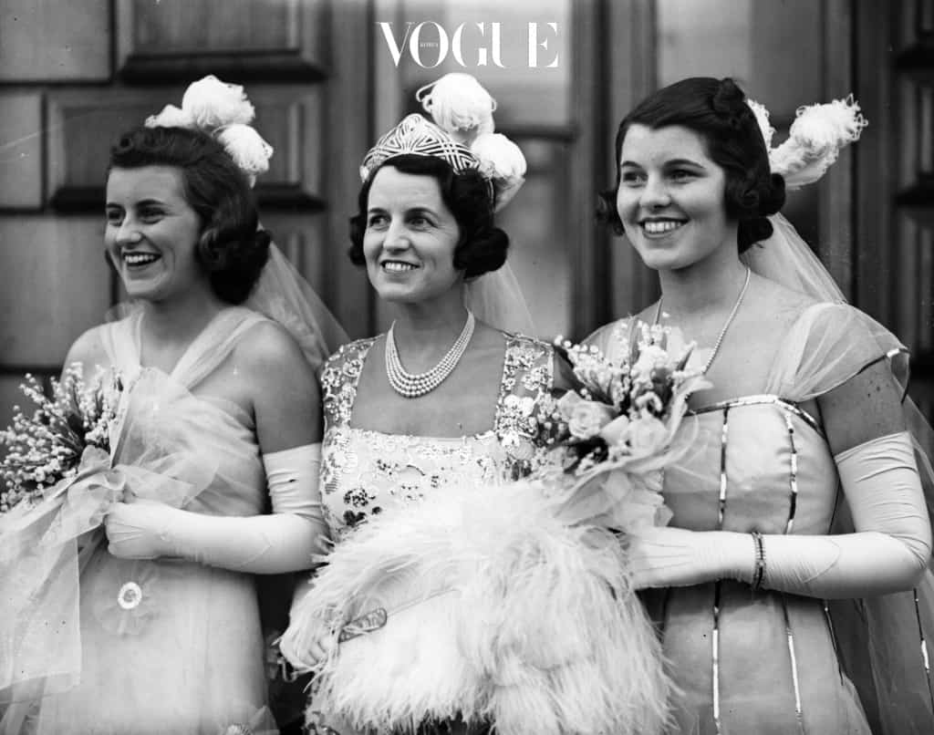 11th May 1938:  Rose Kennedy (centre), wife of multi-millionaire and US ambassador to Britain Joseph Kennedy, and two of her daughters, Kathleen Kennedy (Marchioness of Hartington) and Rosemary Kennedy (right), leaving to be presented at Court.  (Photo by Keystone/Getty Images)