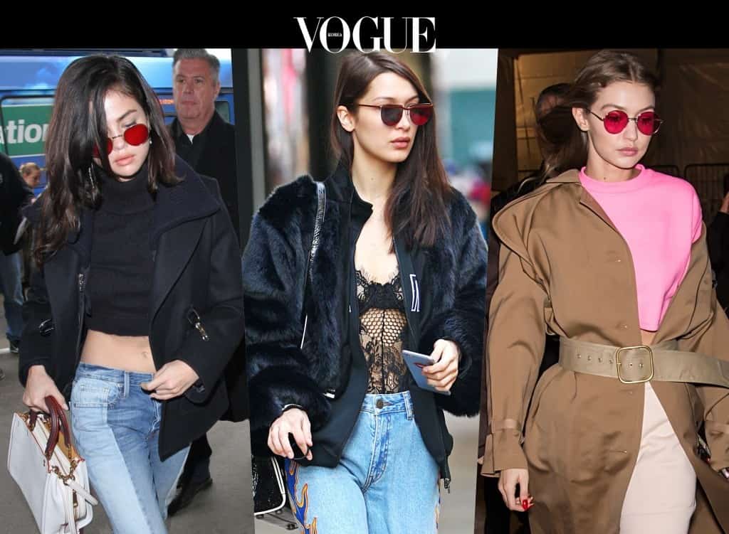 빨간 선글라스 Selena Gomez/ Bella Hadid/ Gigi Hadid 