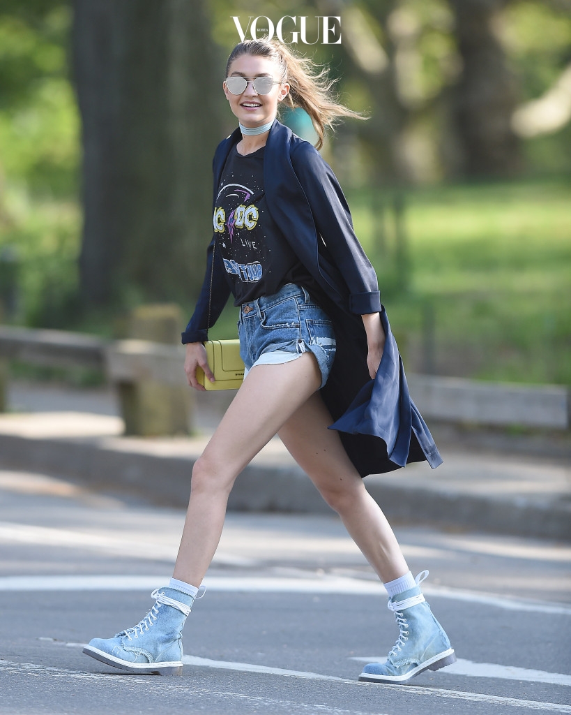 Gigi Hadid seen with friends walking in Central Park in New York City