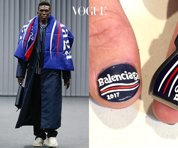 어때요? 2017 F/W 발렌시아가 (Balenciaga) 남성복 컬렉션 속 의상이 손톱 위로 그대로 재현됐죠? 