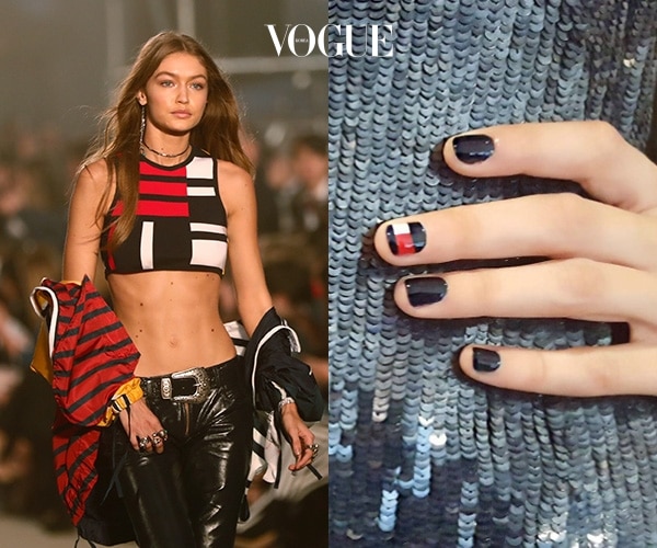 타미힐피거와 협업 컬렉션으로 두 배가 넘는 매출율을 달성한 슈퍼 모델 지지 하디드 (Gigi Hadid)는 한 손가락에만 포인트를 준 채 런웨이에 나타났었죠. 
