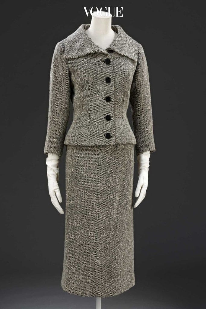 Skirt suit in wool tweed lined with silk by Cristobal-Balenciaga, Paris, 1954