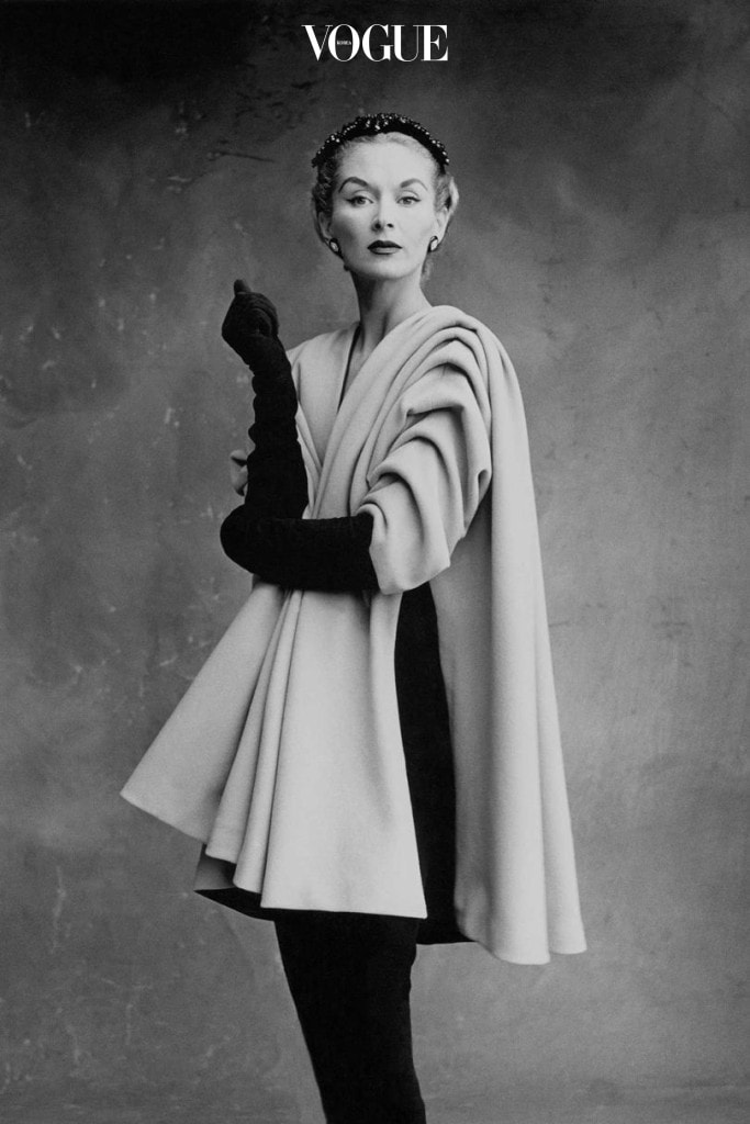 Lisa Fonssagrives-Penn wearing a coat by Cristóbal Balenciaga, Paris, 1950