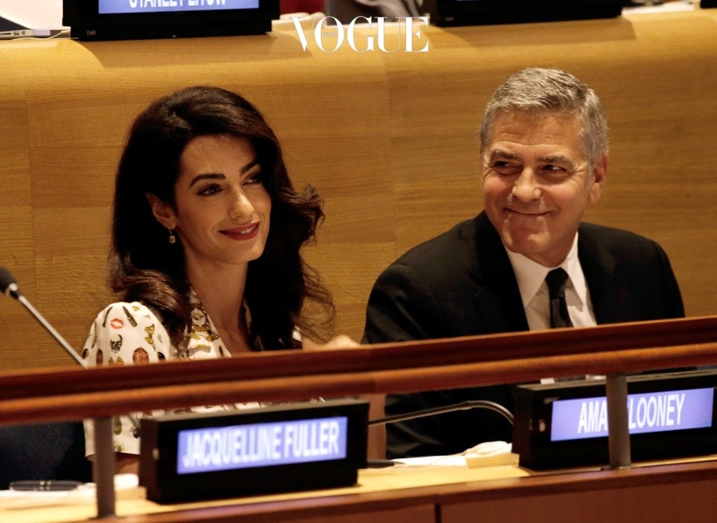 NEW YORK, NY - SEPTEMBER 20:  (AFP OUT) Actor George Clooney (R) and wife Amal Clooney attend a Leaders Summit for Refugees during the United Nations 71st session of the General Debate at the United Nations General Assembly on September 20, 2016 in New York, New York. (Photo by Peter Foley - Pool/Getty Images)