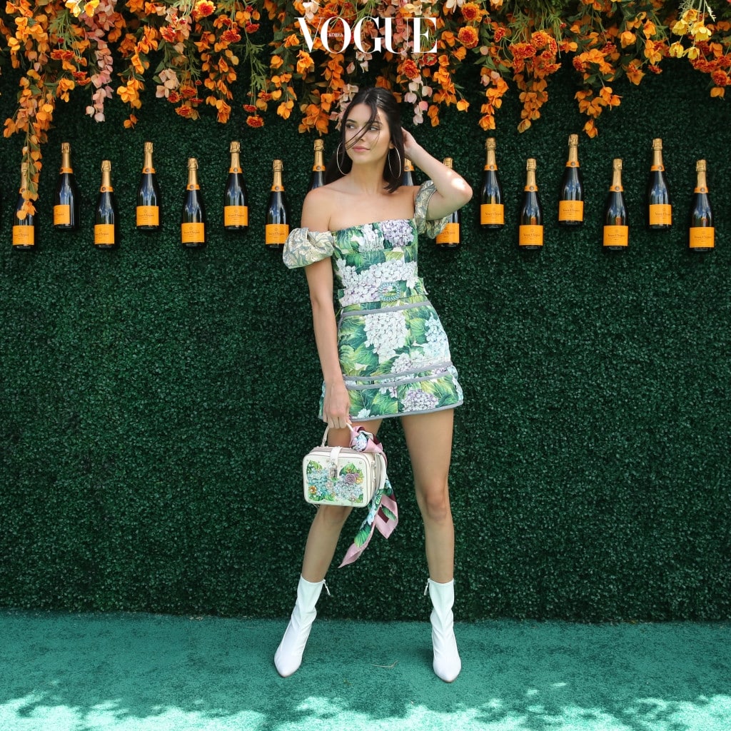 Model Kendall Jenner, wearing an off-the-shoulder floral dress with white ankle boots, arrives at the 10th Annual Veuve Clicquot Polo Classic at Liberty State Park in Jersey City, New Jersey Pictured: Kendall Jenner Ref: SPL1512333  030617   Picture by: Christopher Peterson/Splash News Splash News and Pictures Los Angeles:310-821-2666 New York:212-619-2666 London:870-934-2666 photodesk@splashnews.com 