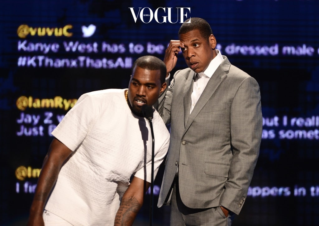 LOS ANGELES, CA - JULY 01:  Recording artists Kanye West (L) and Jay-Z accept the award for Video of the Year onstage during the 2012 BET Awards at The Shrine Auditorium on July 1, 2012 in Los Angeles, California.  (Photo by Michael Buckner/Getty Images For BET)