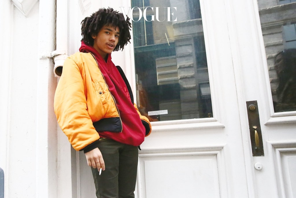 NEW YORK, NY - MARCH 18:  Model Luka Sabbat poses outside 83 Wooster Street in Soho at the Kanye West  "Pablo Pop-Up Shop" In Manhattan on March 18, 2016 in New York City.  (Photo by Astrid Stawiarz/Getty Images)