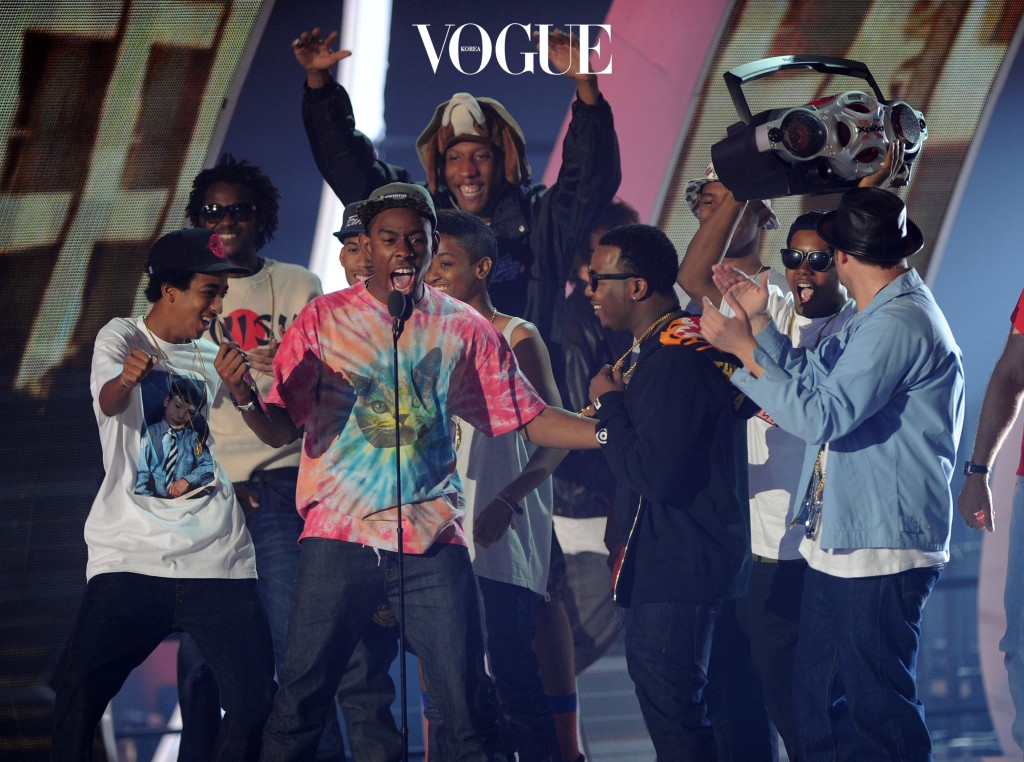 LOS ANGELES, CA - AUGUST 28:  Odd Future onstage during the 2011 MTV Video Music Awards at Nokia Theatre L.A. LIVE on August 28, 2011 in Los Angeles, California.  (Photo by Kevin Winter/Getty Images)